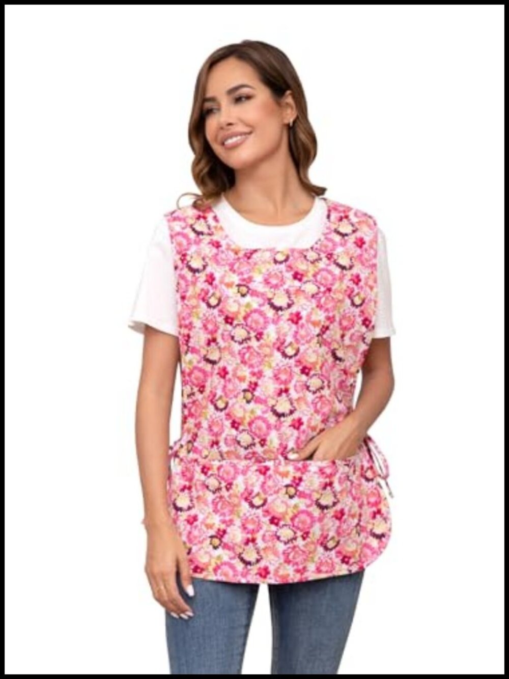Cotton Cobbler Apron with Pockets Sleeveless Smock Side Ties